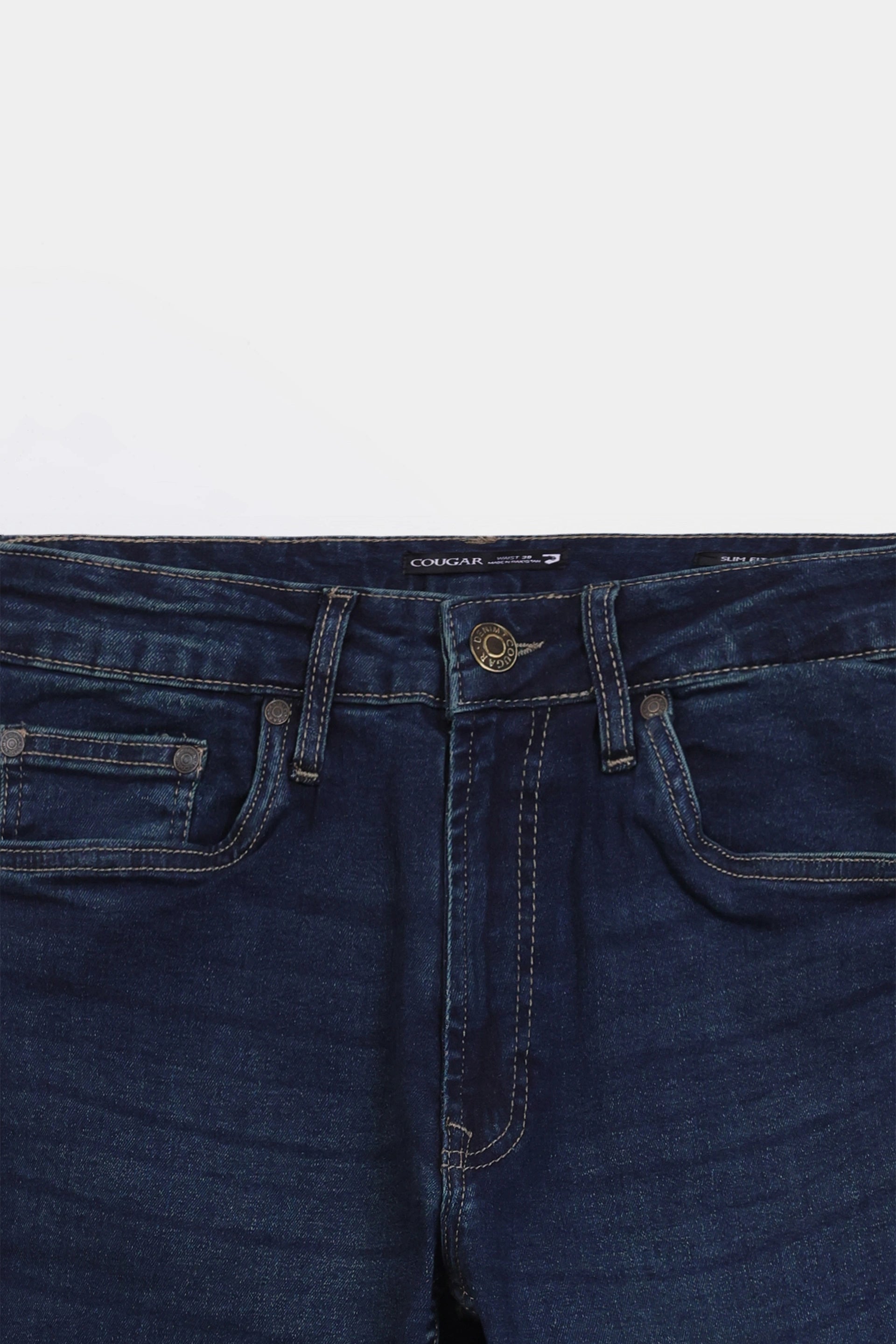 Slim Fit Jeans With Whiskers - Cougar Clothing