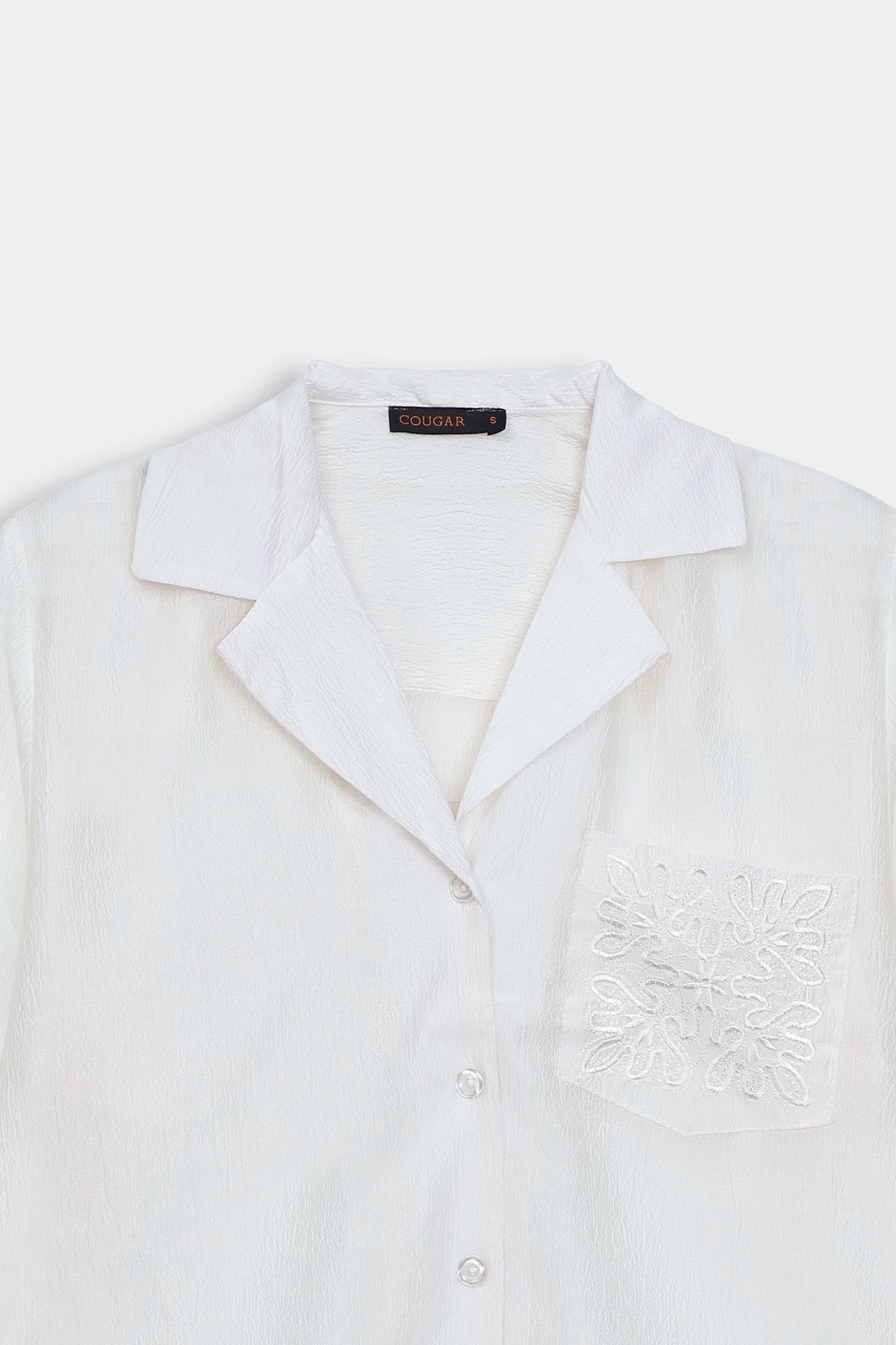 Sheer Shirt With Embroidered Pocket - Cougar Clothing