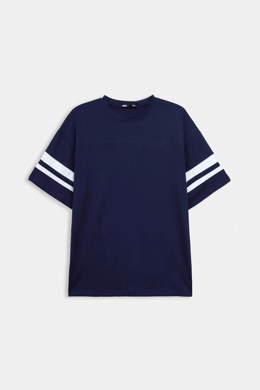 Oversized Striped Sleeves T-Shirt - Cougar Clothing