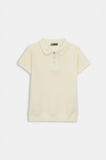 Quarter Zip Popcorn Polo - Cougar Clothing