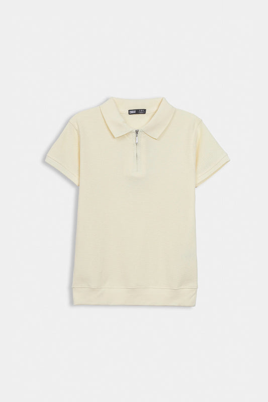 Quarter Zip Popcorn Polo - Cougar Clothing