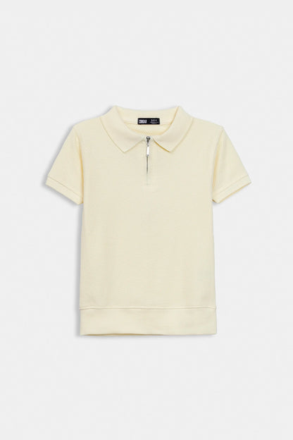 Quarter Zip Popcorn Polo - Cougar Clothing
