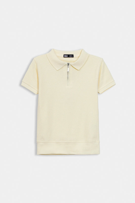 Quarter Zip Popcorn Polo - Cougar Clothing