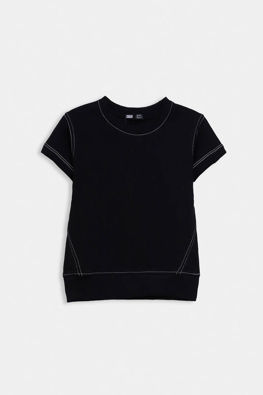 T-Shirt With Contrast Top Stitches - Cougar Clothing