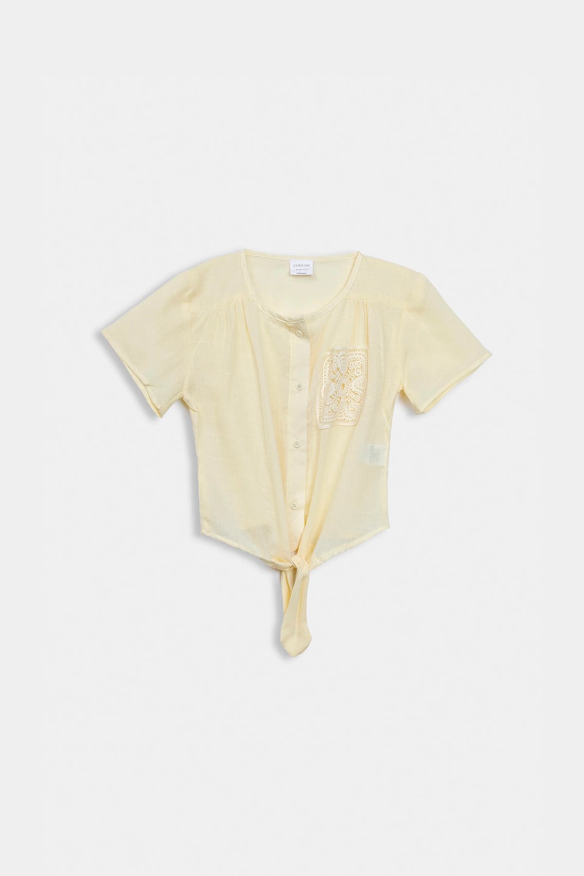 Front Tie Top With Crochet Pocket - Cougar Clothing
