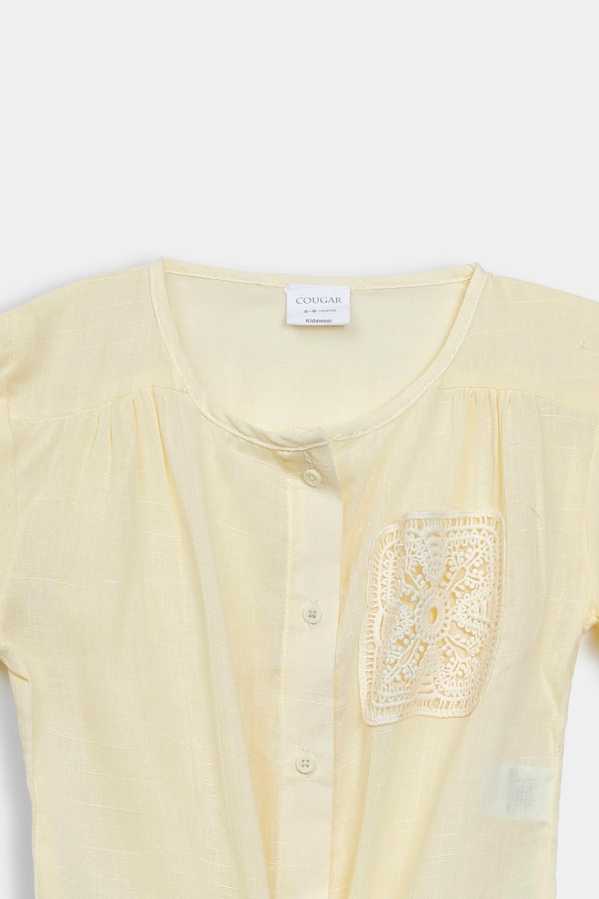 Front Tie Top With Crochet Pocket - Cougar Clothing