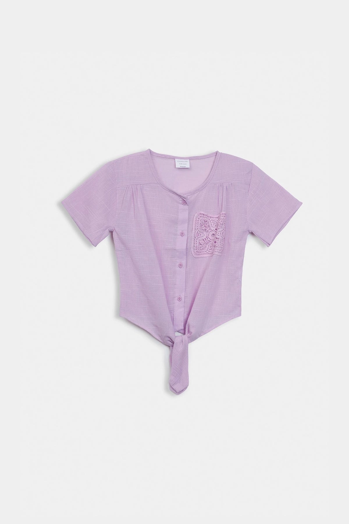 Front Tie Top With Crochet Pocket - Cougar Clothing