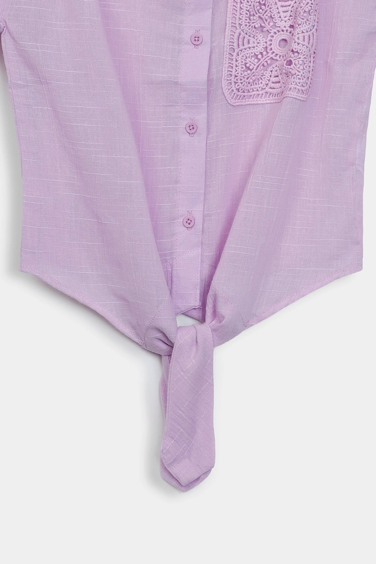 Front Tie Top With Crochet Pocket - Cougar Clothing