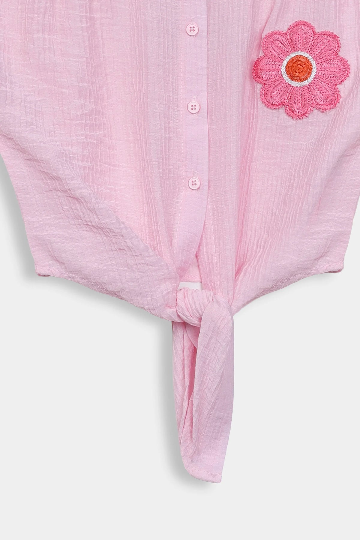 Embroidered Front Tie Top - Cougar Clothing