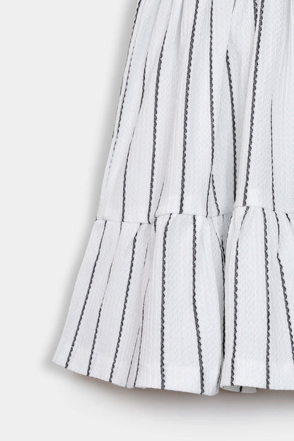 White Striped Knitted Dress - Cougar Clothing