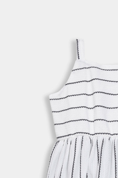 White Striped Knitted Dress - Cougar Clothing