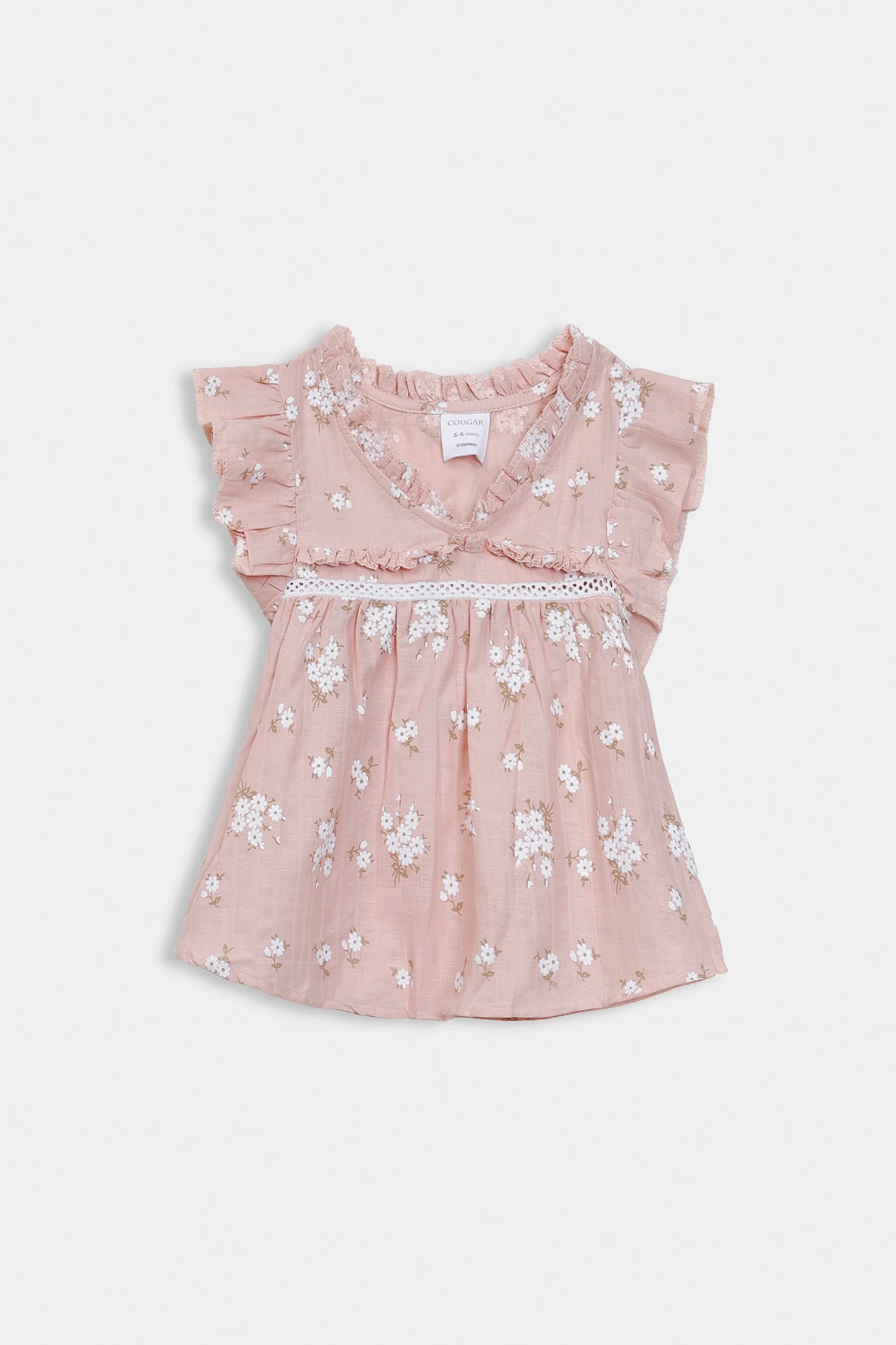 Printed Ruffle Top - Cougar Clothing