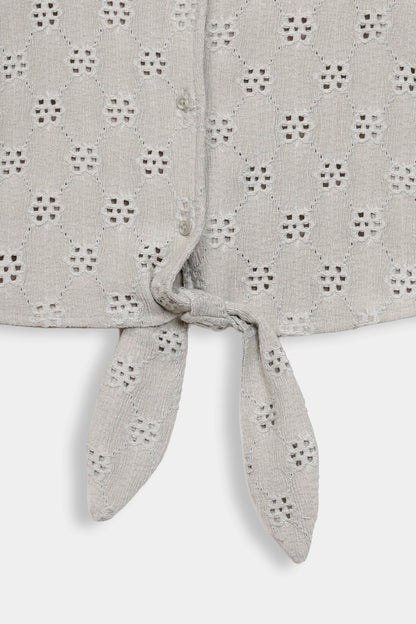 Tie-Front Schiffli Net Shirt - Cougar Clothing