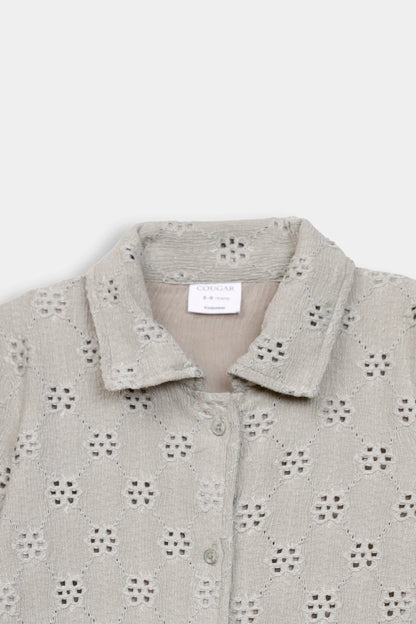 Tie-Front Schiffli Net Shirt - Cougar Clothing