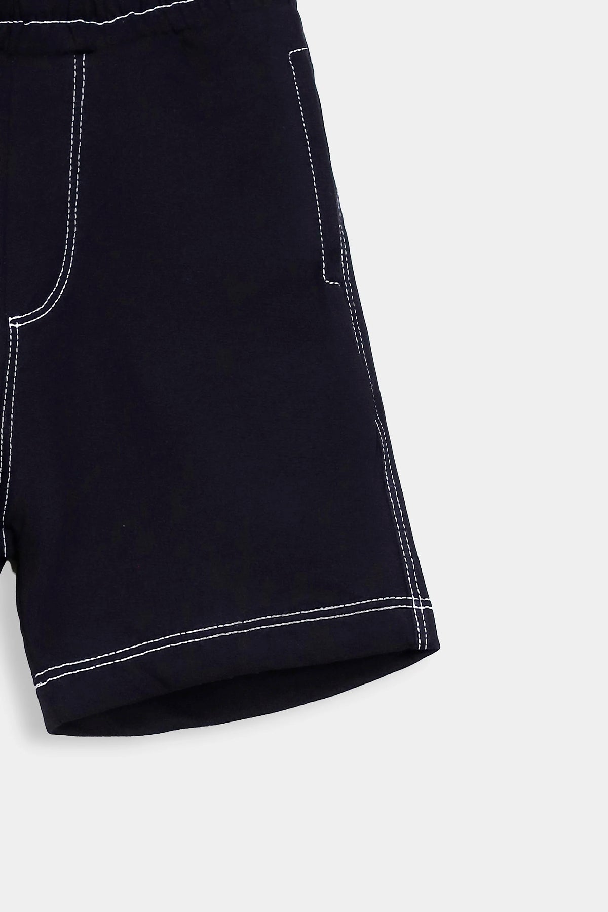 Shorts With Contrast Top Stitches - Cougar Clothing