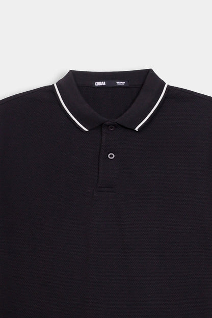 Popcorn Knit Polo With Tipping - Cougar Clothing