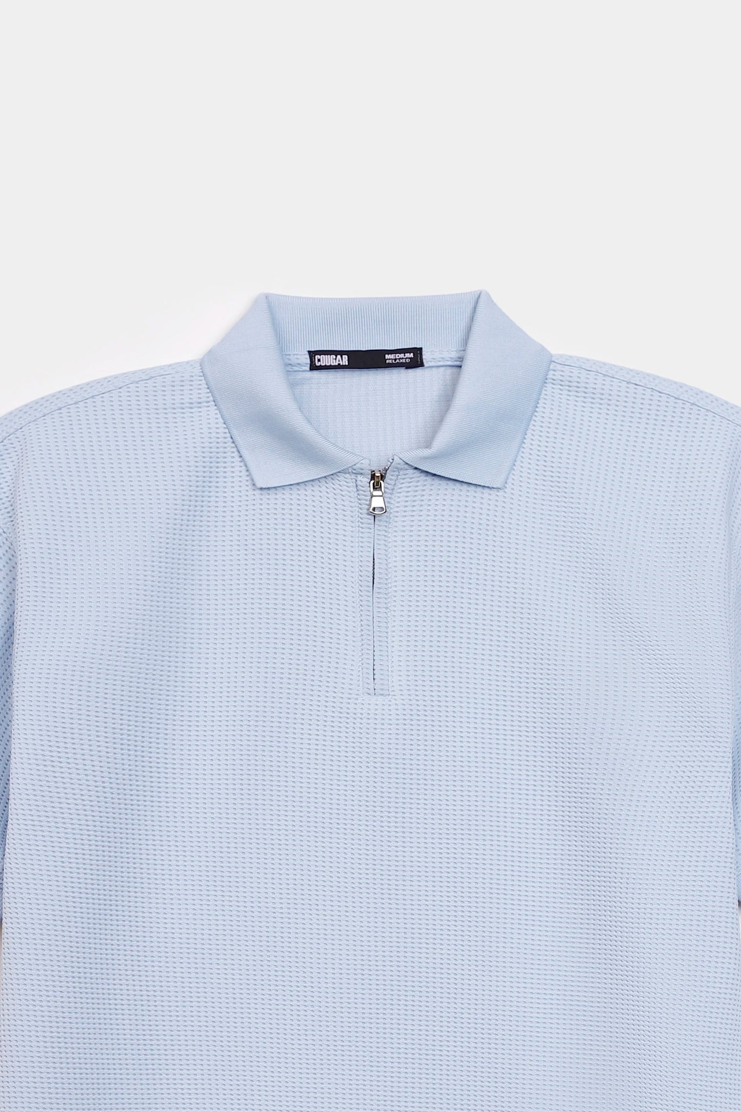 Waffle Knit Zipper Polo - Cougar Clothing