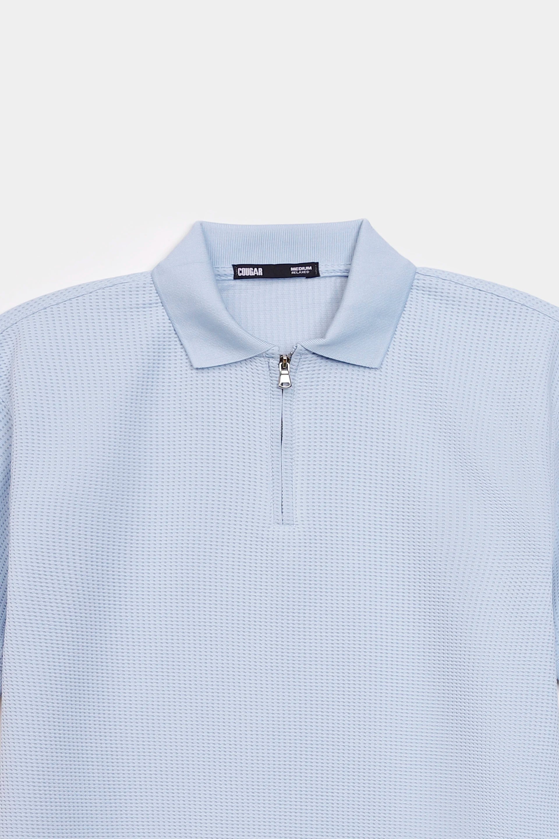 Waffle Knit Zipper Polo - Cougar Clothing