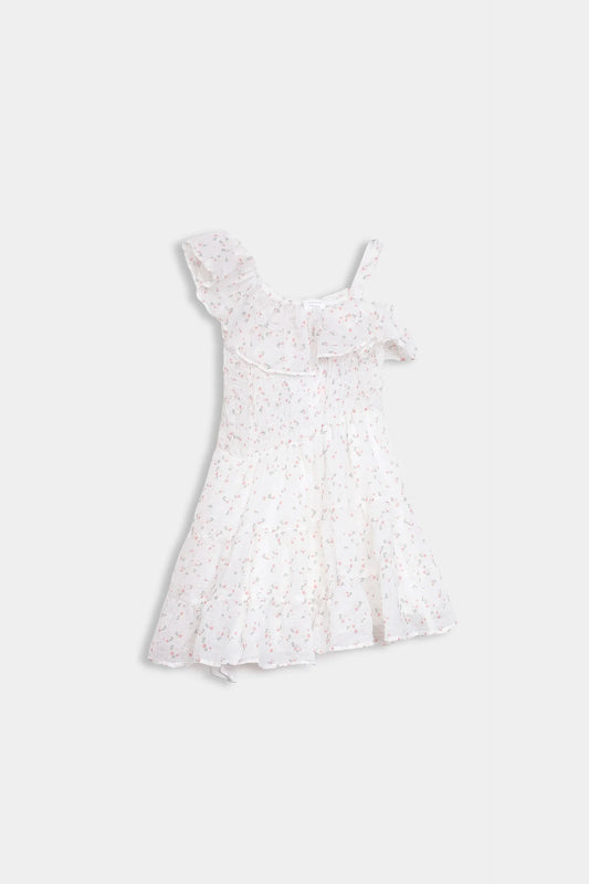 Asymmetrical Smocked Dress - Cougar Clothing