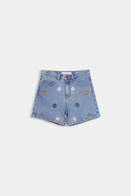 Embroidered Denim Shorts - Cougar Clothing