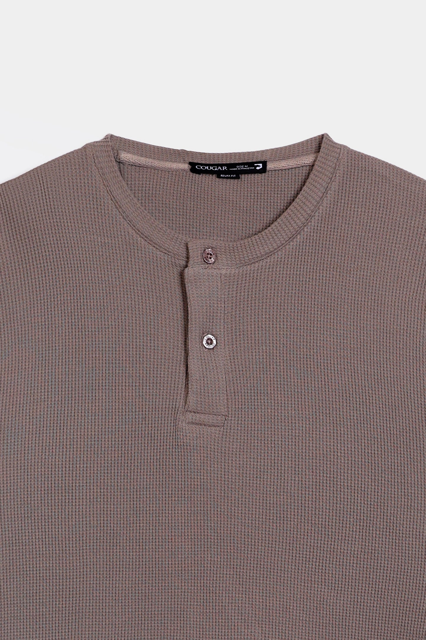 Waffle Knit Henley T-Shirt - Cougar Clothing