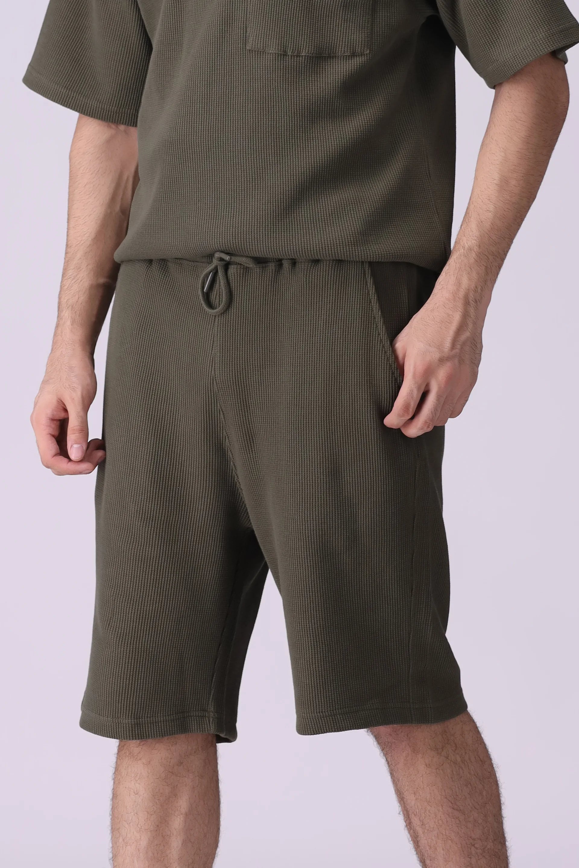 Relaxed Fit Waffle Knit Shorts - Cougar Clothing