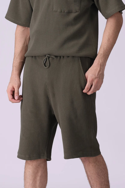 Relaxed Fit Waffle Knit Shorts - Cougar Clothing