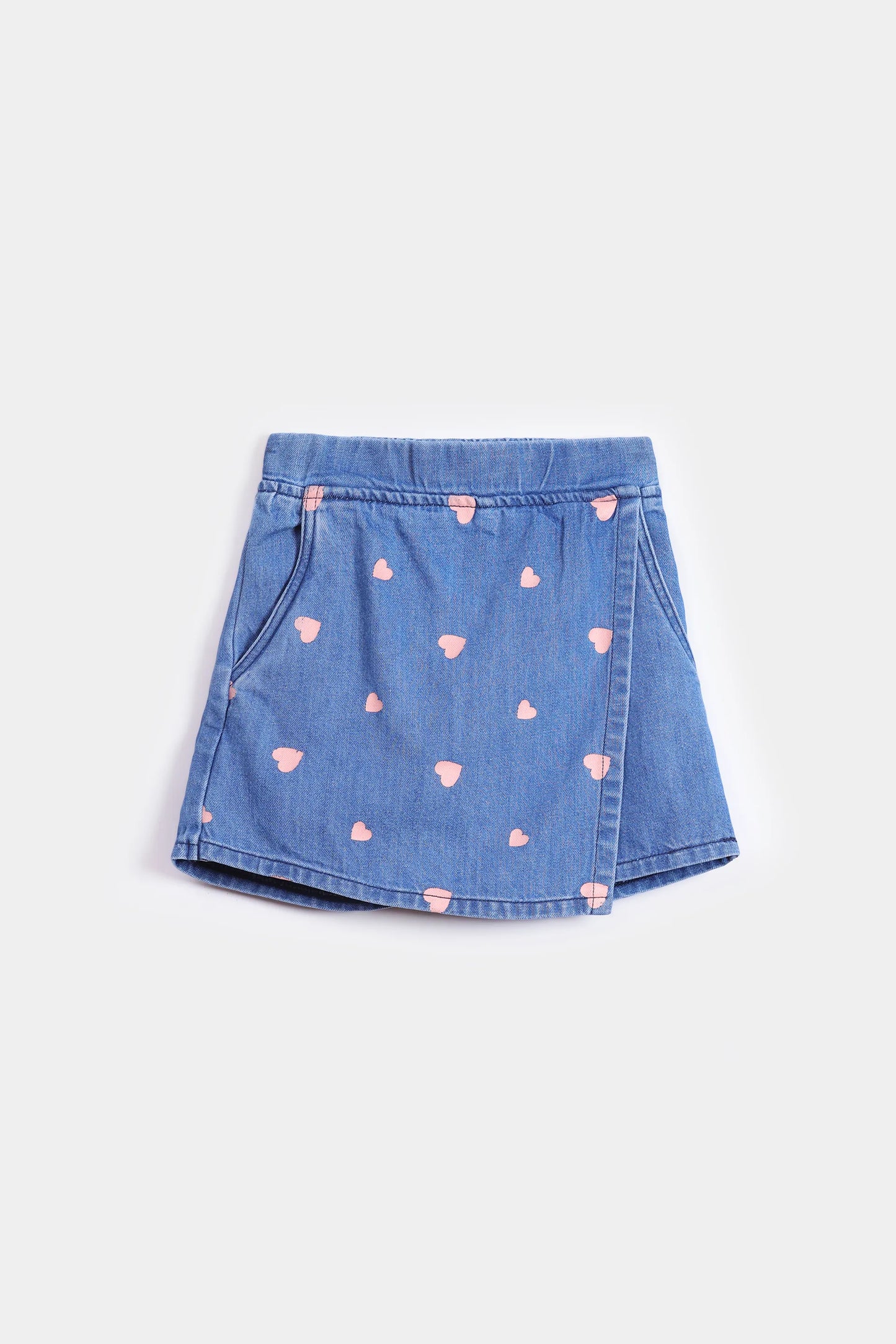 Heart Printed Denim Skirt - Cougar Clothing