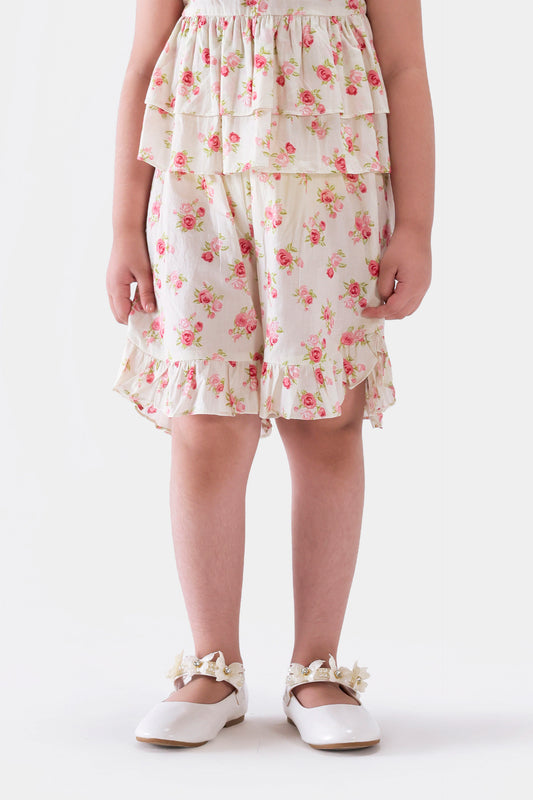 Printed Ruffled Shorts - Cougar Clothing