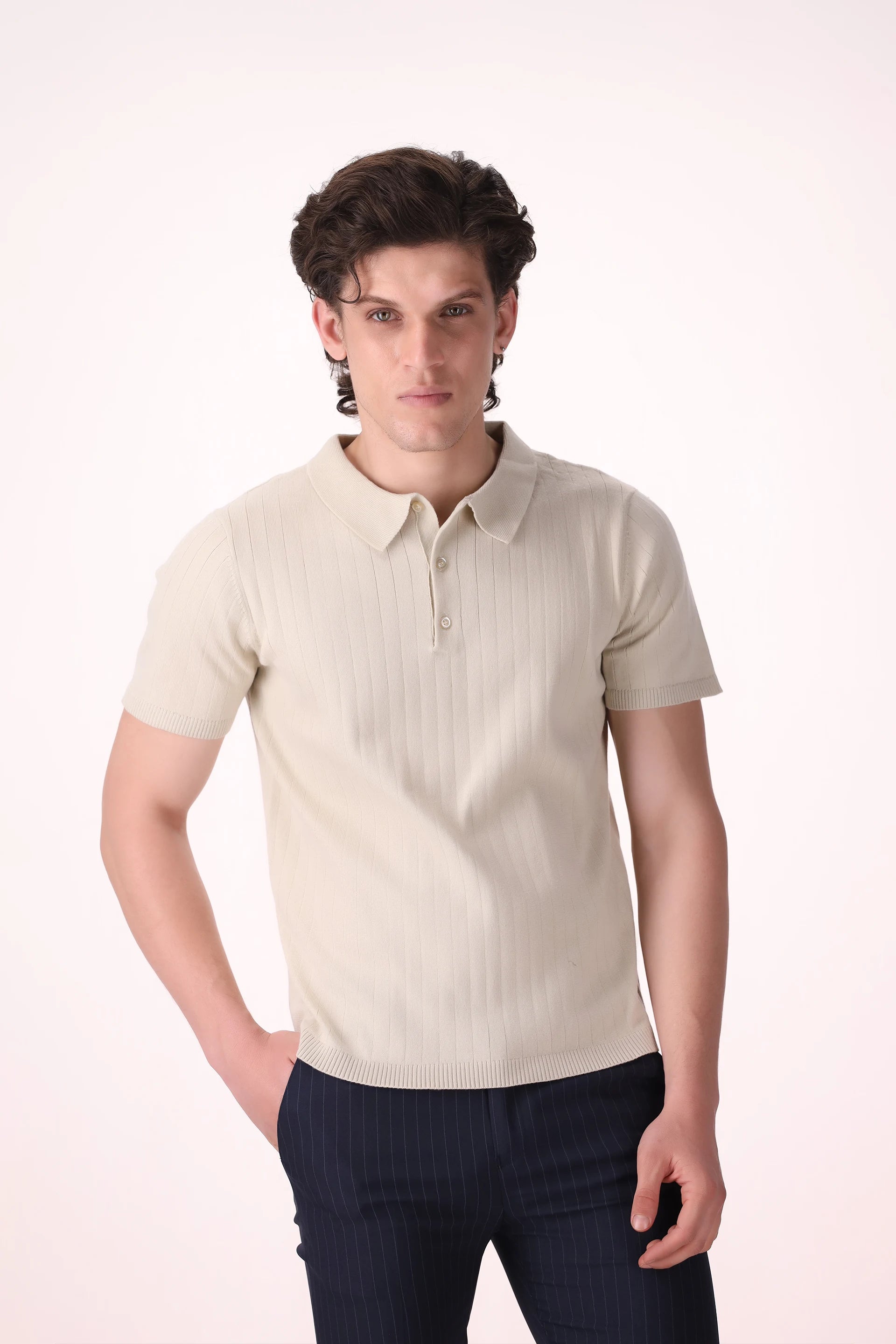 Rib Knit Polo - Cougar Clothing