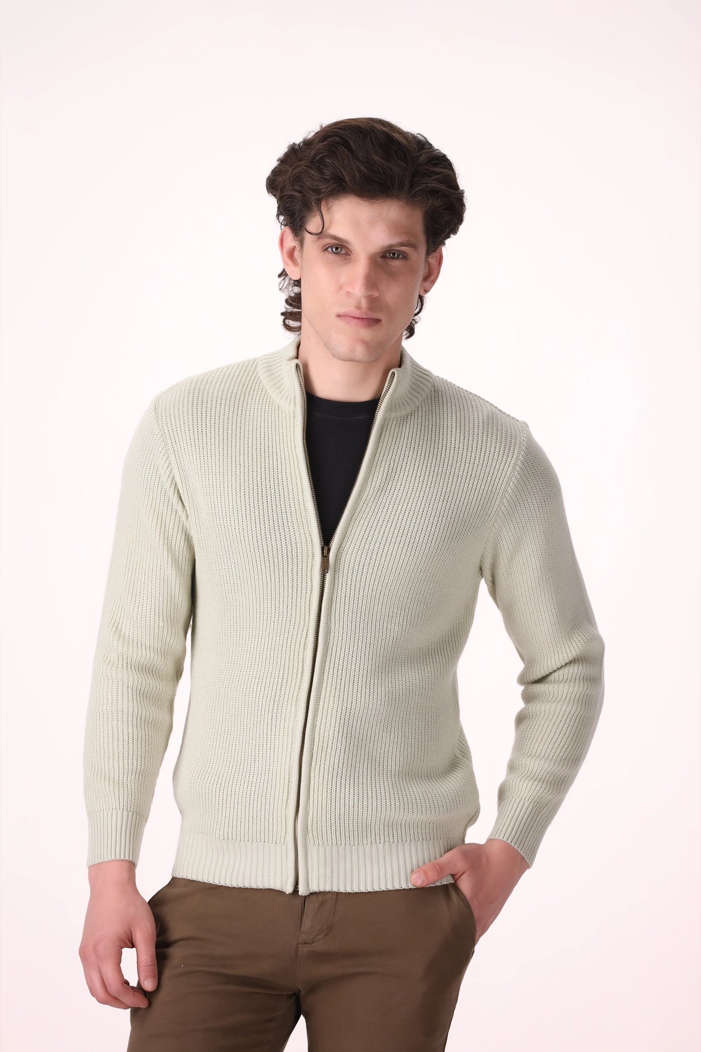 Zip Through Knit Cardigan - Cougar Clothing