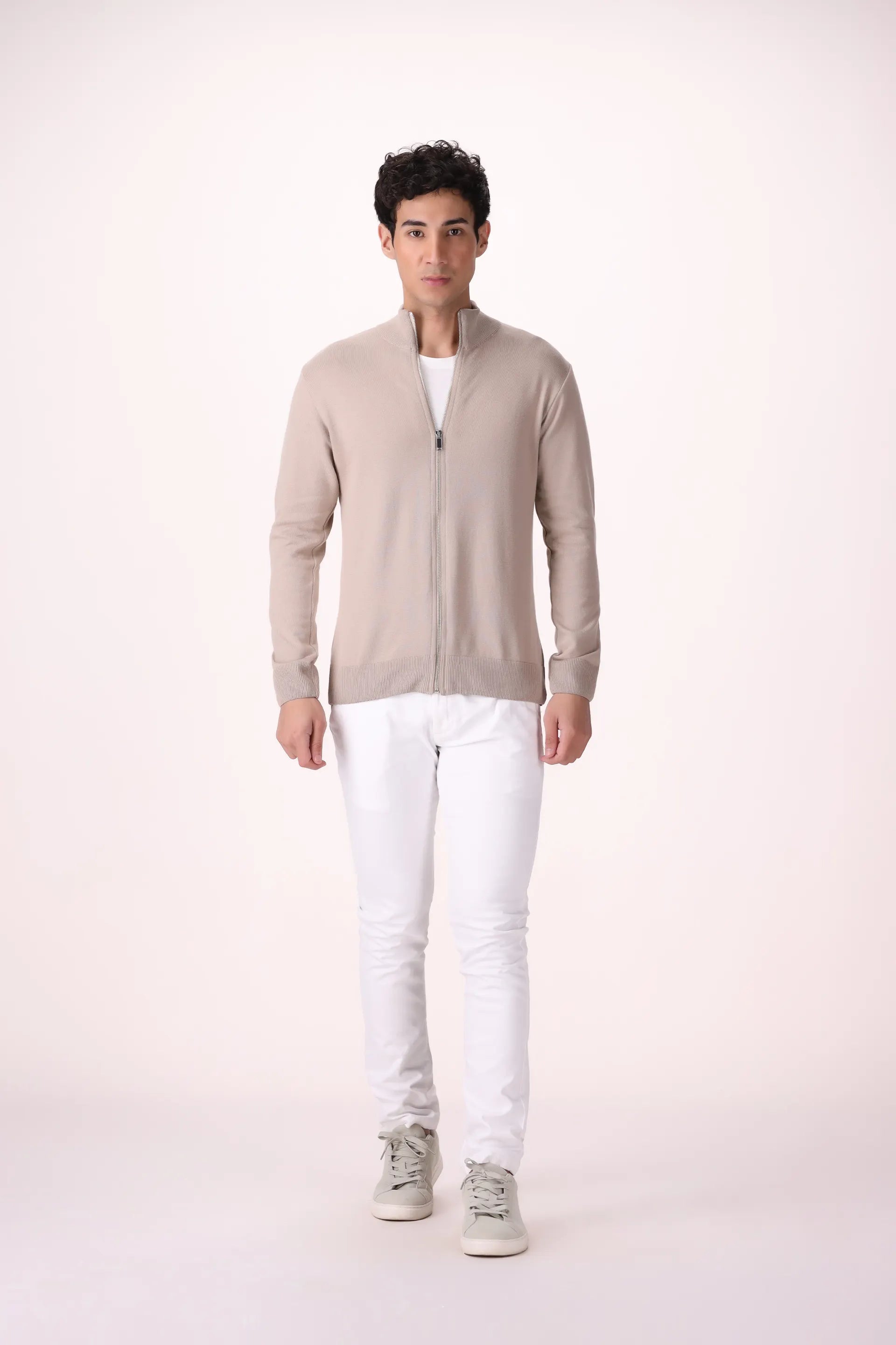 Mock Neck Zip-Through Cardigan - Cougar Clothing