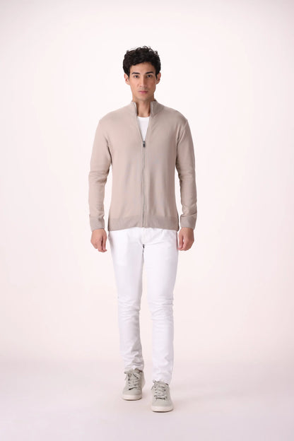 Mock Neck Zip-Through Cardigan - Cougar Clothing