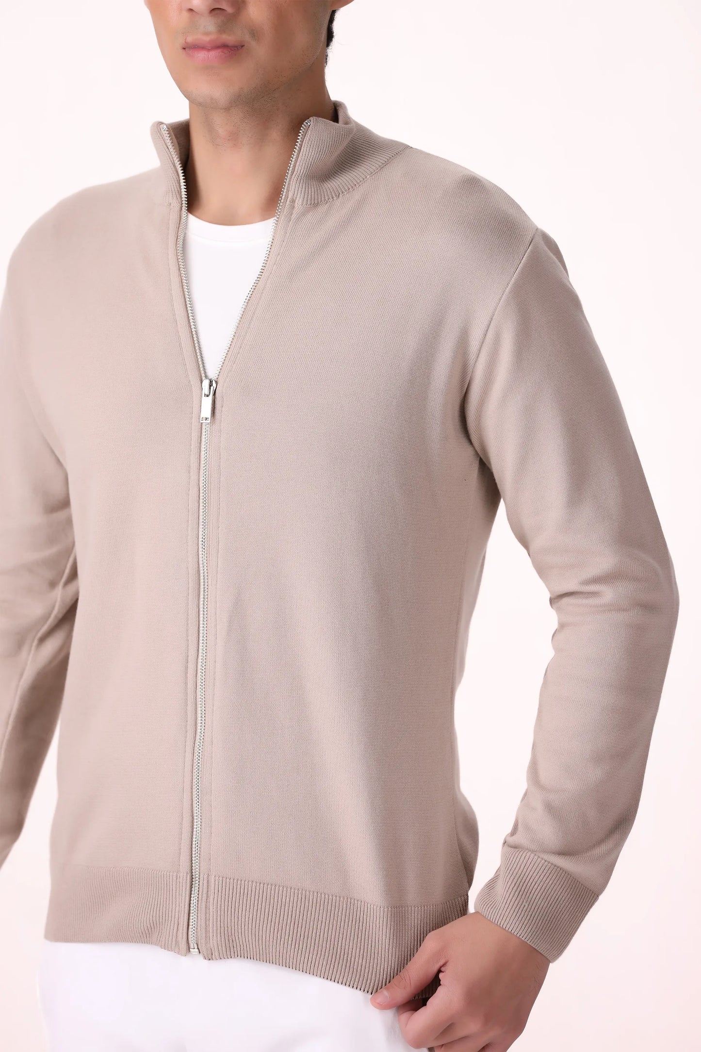 Mock Neck Zip-Through Cardigan - Cougar Clothing