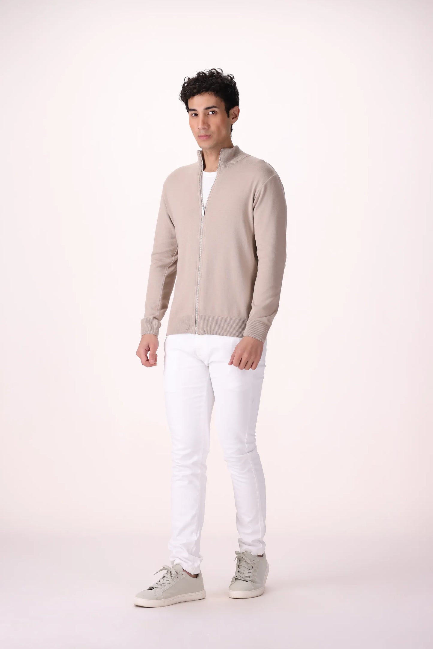 Mock Neck Zip-Through Cardigan - Cougar Clothing