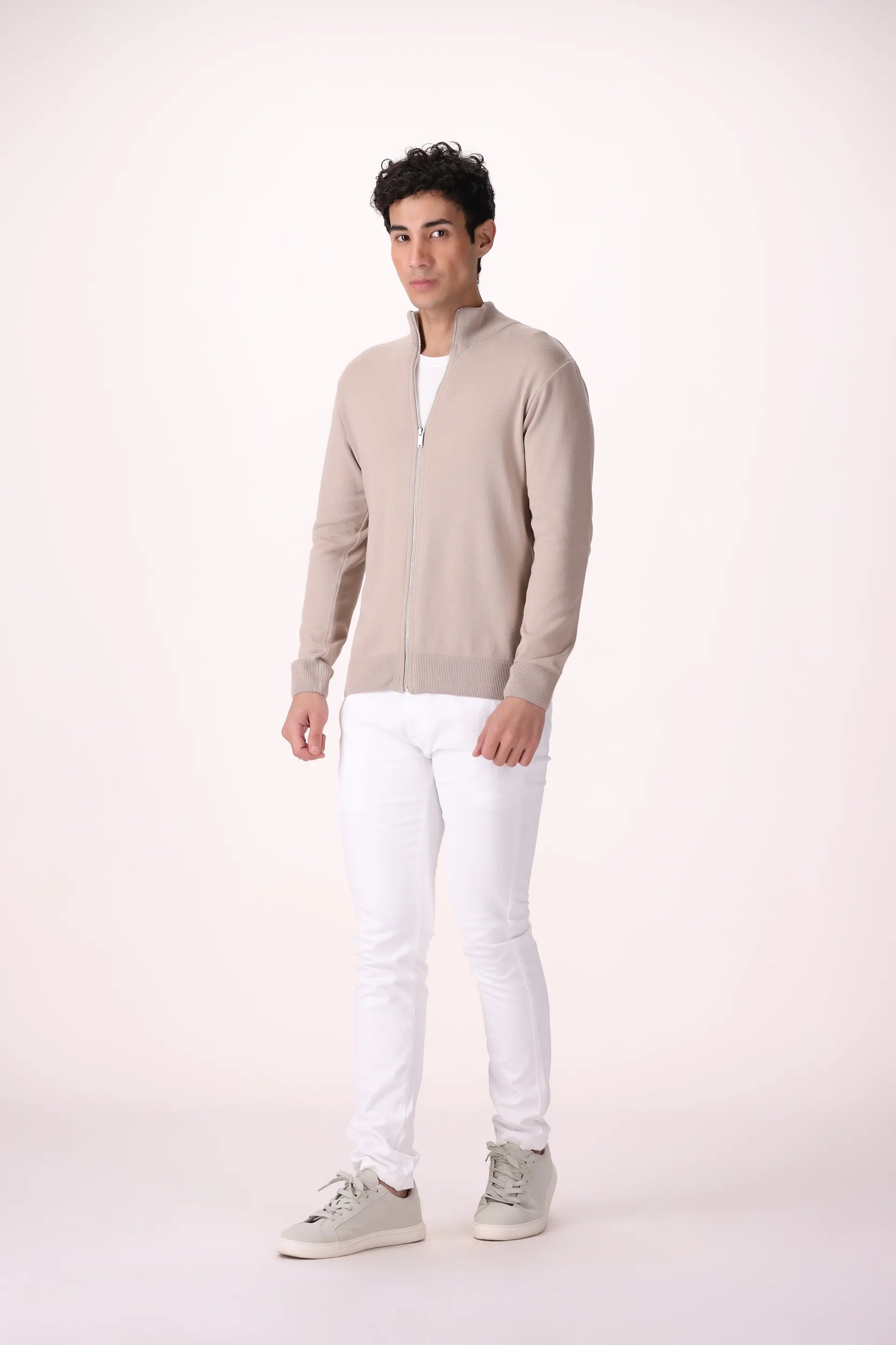 Mock Neck Zip-Through Cardigan - Cougar Clothing