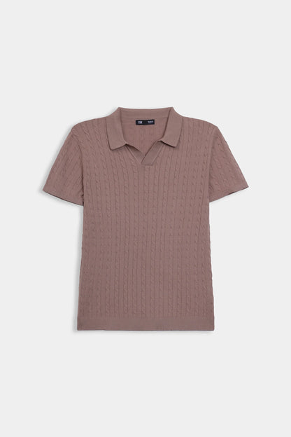 Johnny Collar Cable Knit Polo - Cougar Clothing