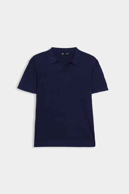 Johnny Collar Cable Knit Polo - Cougar Clothing