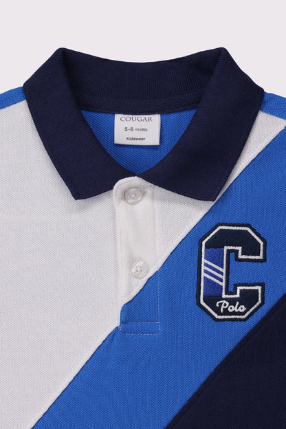 Diagonal Paneled Applique Polo - Cougar Clothing