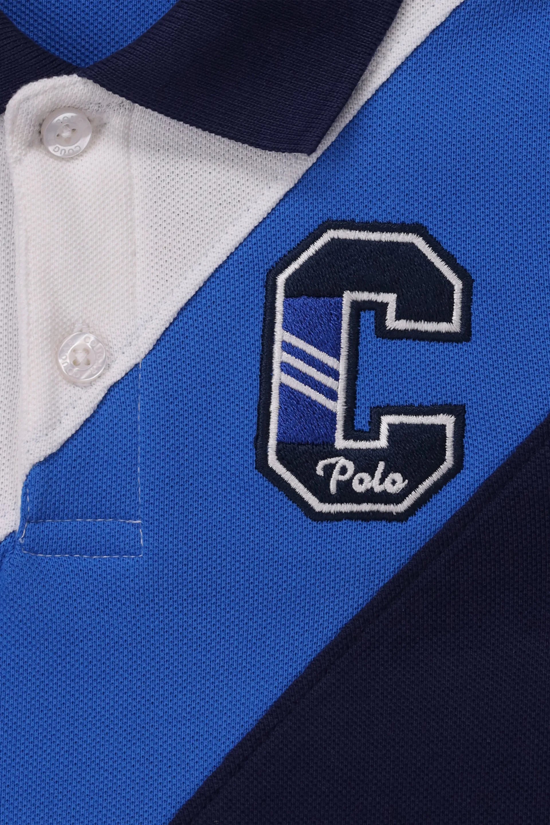 Diagonal Paneled Applique Polo - Cougar Clothing