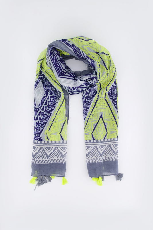 Printed Scarf With Tassels - Cougar Clothing