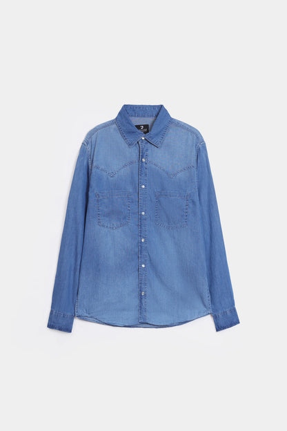 Patch Pockets Denim Shirt - Cougar Clothing