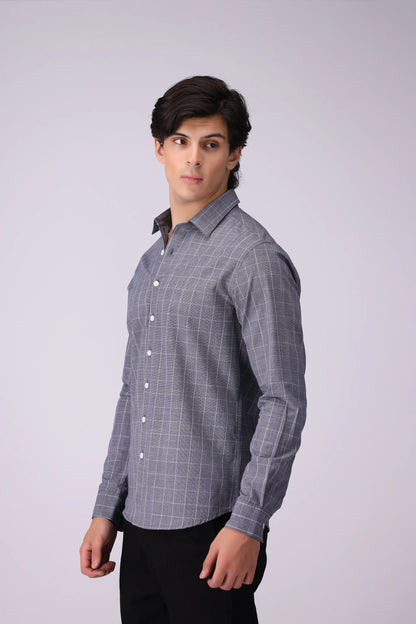 Regular Fit Windowpane Check Shirt - Cougar Clothing