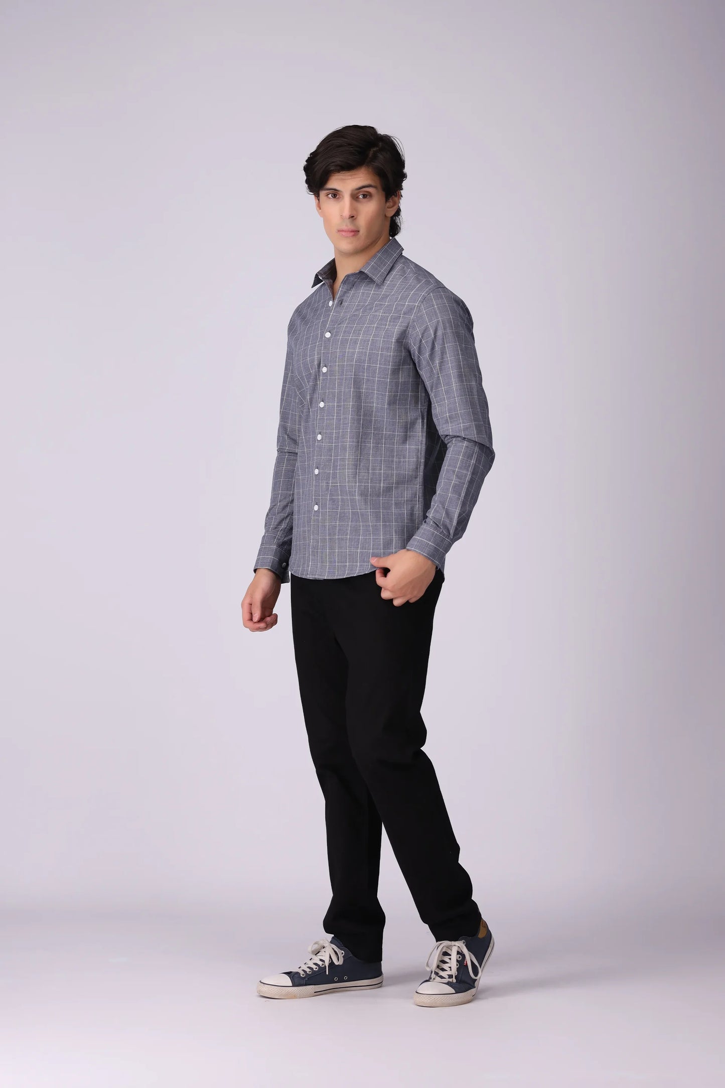 Regular Fit Windowpane Check Shirt - Cougar Clothing