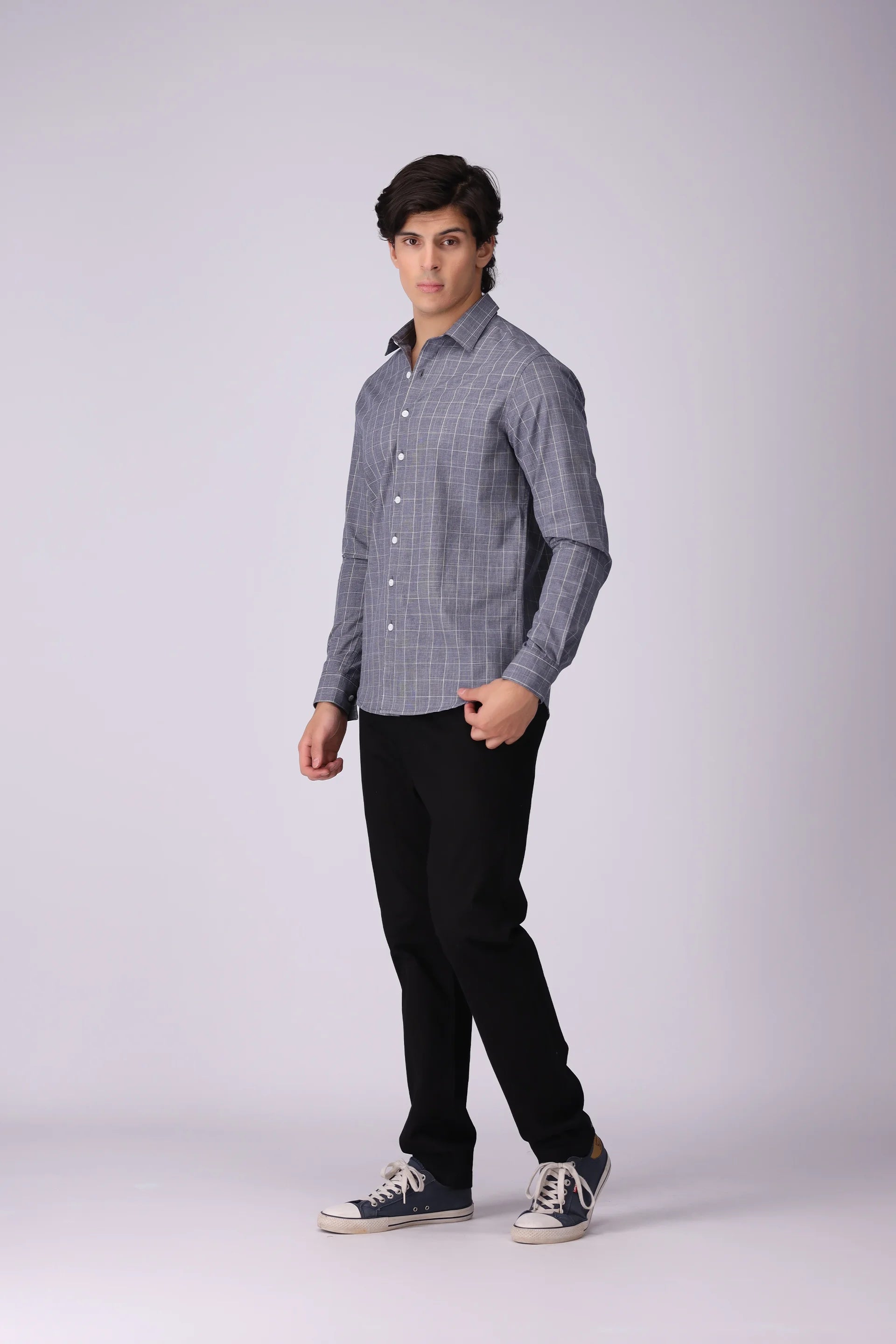Regular Fit Windowpane Check Shirt - Cougar Clothing