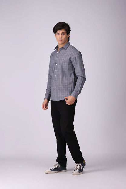 Regular Fit Windowpane Check Shirt - Cougar Clothing