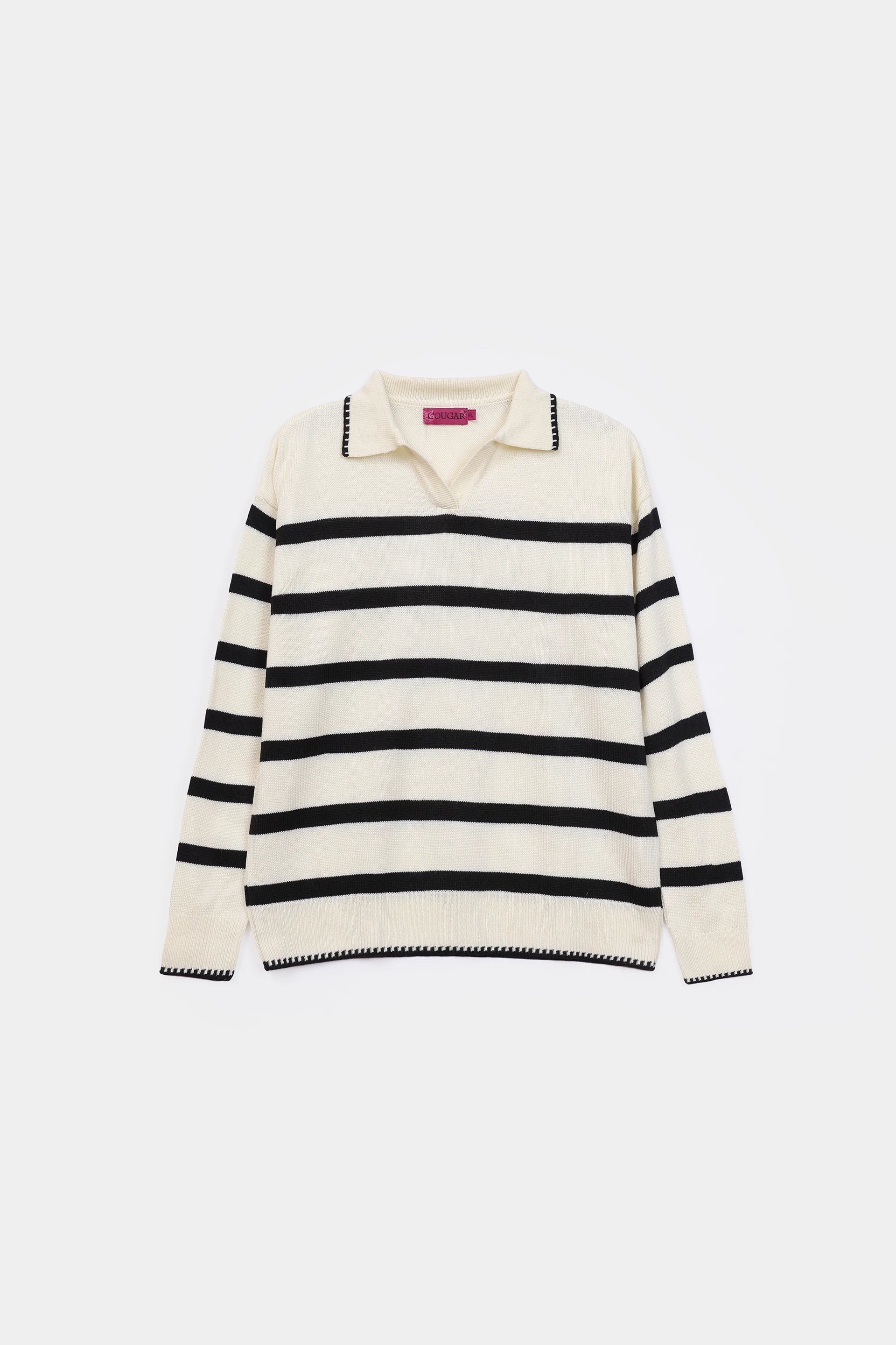 Striped Knit Sweater - Cougar Clothing