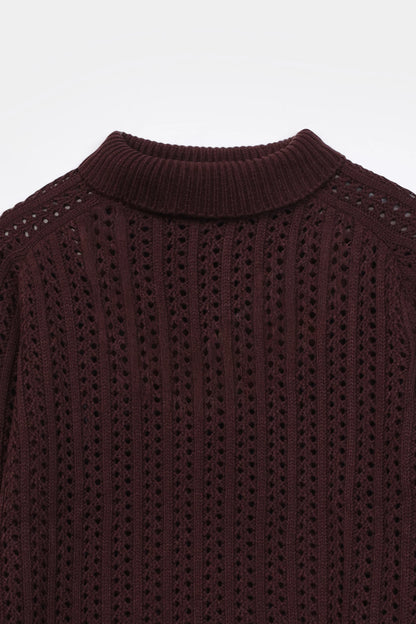 Crochet Knit Sweater - Cougar Clothing