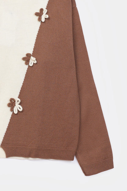 Color Block Bow-Detailed Sweater - Cougar Clothing