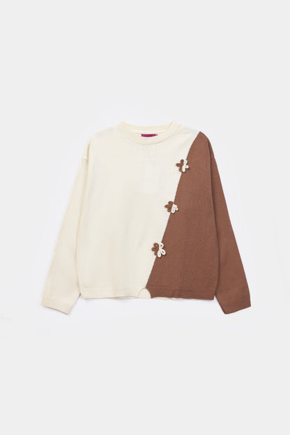 Color Block Bow-Detailed Sweater - Cougar Clothing